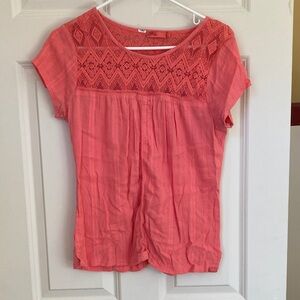 Prana Pink Lace Detail Blouse